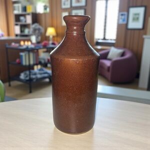 Ink Bottle Earthenware Antique Vintage Antique-Bourne Denby stamp 6.75” Tall UK